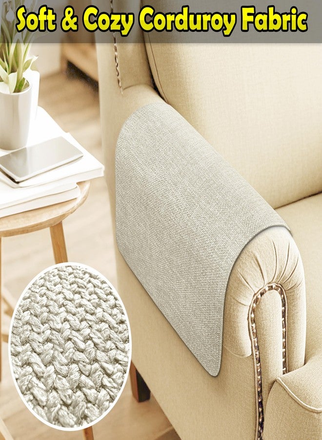 LovoGemy Couch Arm Covers, Waterproof Armrest Cover for Sofa, Armchair, Loveseat, Non-Slip Recliner Arm Cover, Sofa Arm Covers, Headrest Covers, Arm Chair Covers Set of 2 (Beige, 24"×20") - Image 5